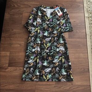 NWOT Hang Ten Black Tropical print, Casual Dress UPF 50+ UV Protection vacation
